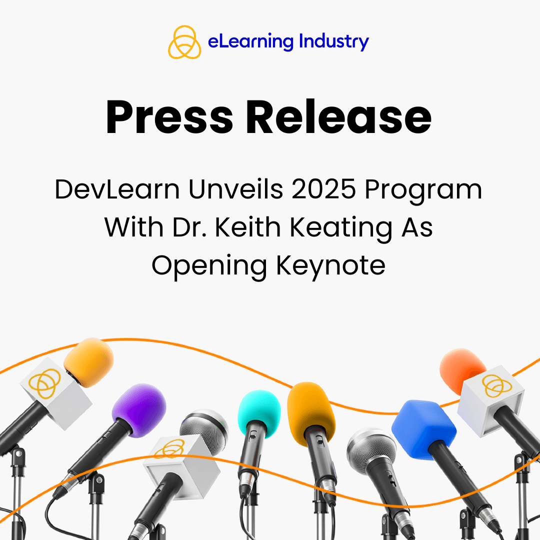 Programa Devlearn 2025 com o Dr. Keith Keating como palestra