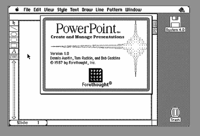 Uma captura de tela de uma versão anterior do PowerPoint.