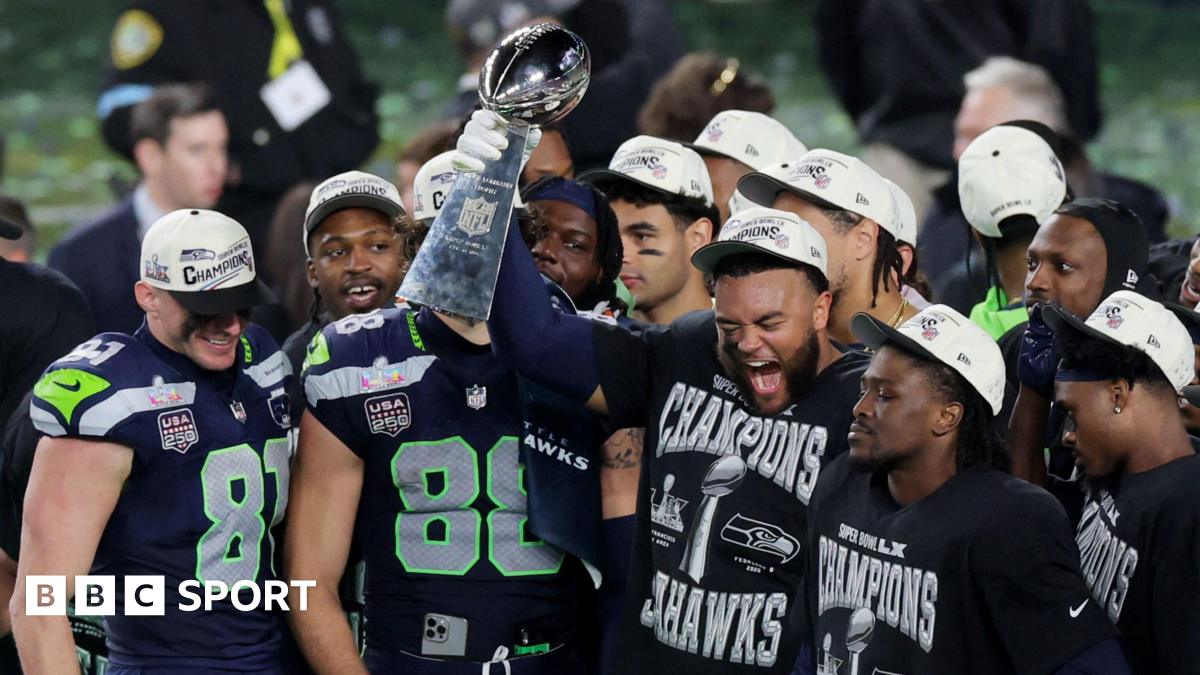 The Seattle Seahawks celebrate winning the Super Bowl